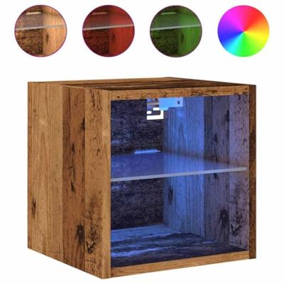 Tv-wandmeubels met LED-verlichting 2 st 30x28,5x30 cm oud hout Tv-wandmeubels met LED-verlichting 2 st 30x28,5x30 cm oud hout