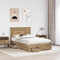 Bedframe met hoofdeinde Artisan Eiken 120 x 190 cm Bewerkt hout - thumbnail