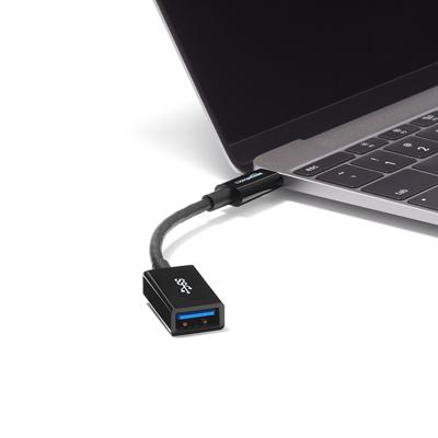 Amazon Basics USB-C to USB-A 3.1 Gen1 Female Adapter Cable Converter, 5Gbps High-Speed, USB-IF Certified, for Laptops, Tablets, Phones, Black