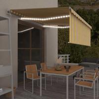 Luifel automatisch met rolgordijn LED windsensor 4x3 m geel wit - thumbnail