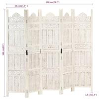 Kamerscherm met 5 panelen handgesneden 200x165 cm mangohout wit - thumbnail