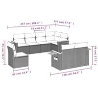 8-delige Loungeset met kussens poly rattan beige - thumbnail