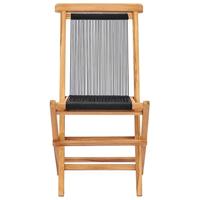 Tuinstoelen inklapbaar 2 st massief teakhout en touw - thumbnail