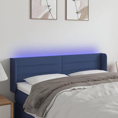 Hoofdbord LED 147x16x78/88 cm stof blauw