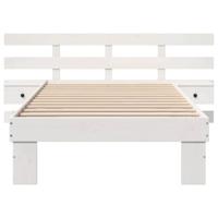 Bedframe met lade met hoofdeinde Wit 75 x 190 cm Massief grenenhout - thumbnail