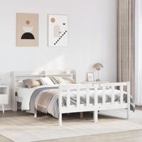 Bedframe zonder matras massief grenenhout wit 140x190 cm - thumbnail