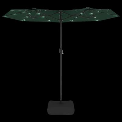 VidaXL Parasol dubbel met led's 316x145 cm groen