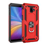 Armor schokbestendig TPU + PC beschermende case voor Galaxy J6 Plus met 360 graden rotatie houder (rood) - thumbnail