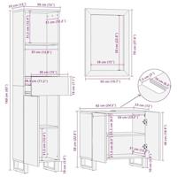 3-delige Badkamermeubelset massief mangohout zwart - thumbnail