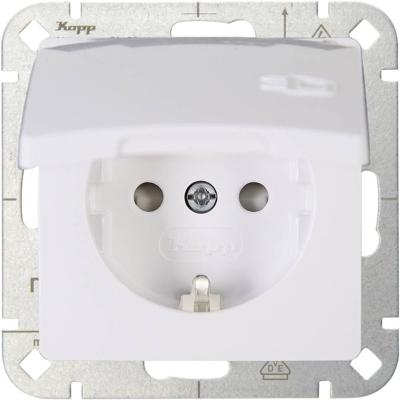 Kopp 920802008 Wandcontactdoos met randaarde en klapdeksel Inzetstuk 1-voudig HK05 Arctisch-wit 1 stuk(s)