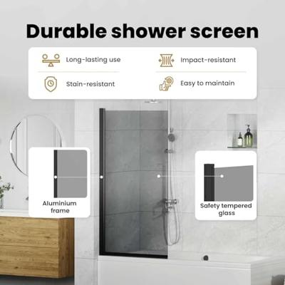 VidaXL Bad douchescreen zwart 68 x 130 cm gehard glas