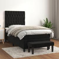 Boxspring met matras fluweel zwart 90x190 cm - thumbnail