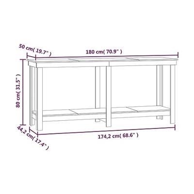 Werkbank 180x50x80 cm massief grenenhout wit