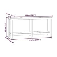 Werkbank 180x50x80 cm massief grenenhout wit - thumbnail