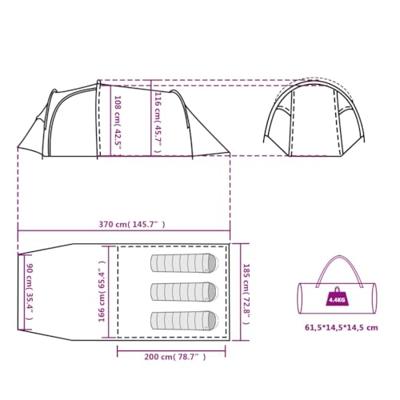 VidaXL Tunneltent 3-persoons waterdicht oranje VidaXL Tunneltent 3-persoons waterdicht oranje