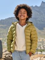 Lichte donsjas met capuchon jongen olijf - thumbnail