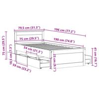 Bedframe zonder matras met hoofdbord grenenhout bruin 100x200cm - thumbnail
