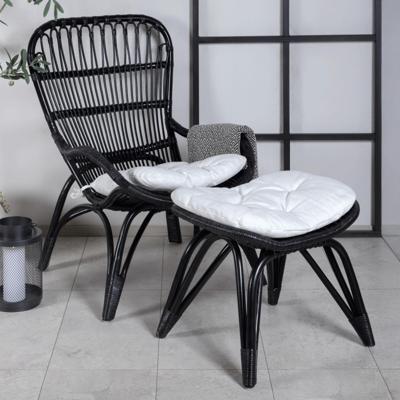 Nohr Loungestoel 'Bronwen' Met voetenbank, Rattan, kleur Zwart