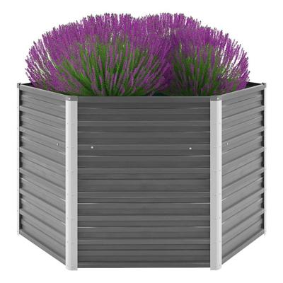 VidaXL Plantenbak verhoogd 129x129x77 cm gegalvaniseerd staal grijs VidaXL Plantenbak verhoogd 129x129x77 cm gegalvaniseerd staal grijs
