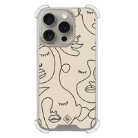 iPhone 15 Pro shockproof hoesje - Abstract face lines - thumbnail