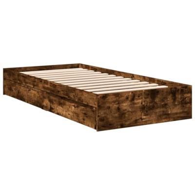 Bedframe met lades bewerkt hout gerookt eikenkleurig 90x200 cm