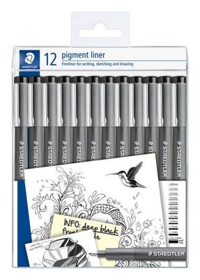 Fineliner staedtler pigment 308 ass schrijfbr zw | 10 stuks