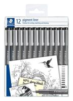 Fineliner staedtler pigment 308 ass schrijfbr zw | 10 stuks - thumbnail