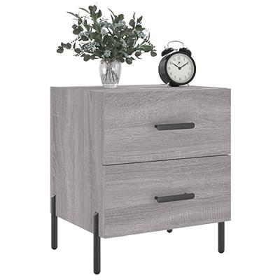 Nachtkastjes 2 st 40x35x47,5 cm bewerkt hout grijs sonoma eiken