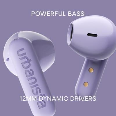 Urbanista Copenhagen 2 draadloze bluetooth-hoofdtelefoons in-ear, 12 mm driver, Bluetooth 5.4, ENC geluidsreductie, aanpasbare EQ, 36 uur speeltijd, IPX4 waterdicht, 2 micros (paars)