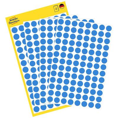 Etiket avery 3011 rond 8mm blauw 416st