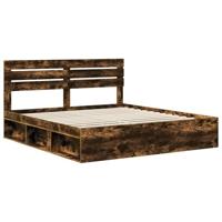 Bedframe Gerookt eiken 200 x 200 cm Massief grenenhout - thumbnail