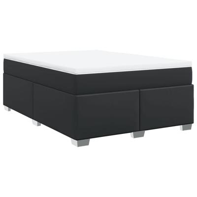 Boxspring met matras kunstleer zwart 140x190 cm - thumbnail