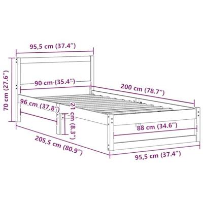 Bedframe met hoofdeinde Naturel 90 x 200 cm Massief grenenhout