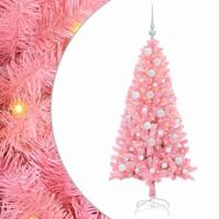 VidaXL Kerstboom met 150 led met standaard roze 120 cm pvc - thumbnail
