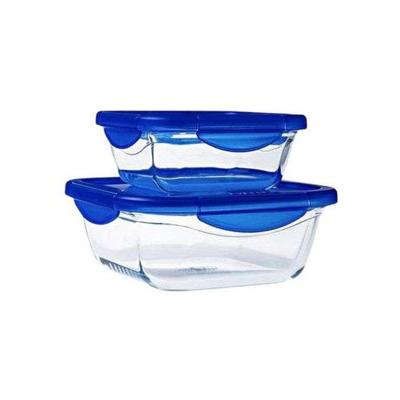 Set van 2 vierkante bewaardozen - PYREX - COOK & GO - Luchtdicht - 0,8 L en 1,9 L - Glas