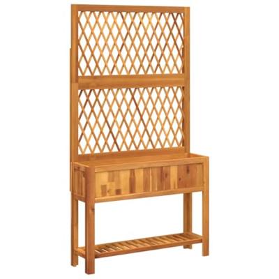 Plantenbak met latwerk en schap 100x32x185 cm acaciahout