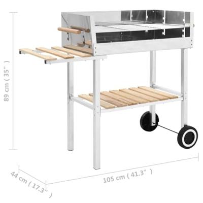 VidaXL Trolleybarbecue met 2 schappen houtskool xxl roestvrij staal