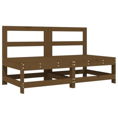 Tuinmiddenbanken 2 st massief grenenhout honingbruin - thumbnail