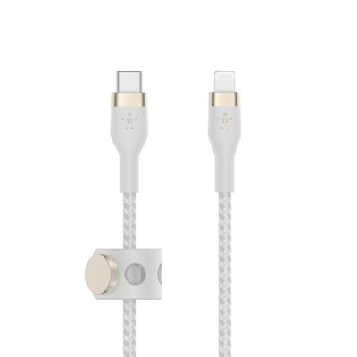 Belkin BoostCharge Pro Flex gevlochten USB Type C/Lightning-kabel (2 m), MFi-gecertificeerde 20 W PD Power Delivery-snellaadkabel voor iPhone 14/14 Plus, 13, 12, Pro/Max, mini, SE, iPad en meer – Wit