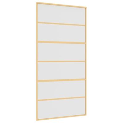 Schuifdeur 102,5x205 cm mat ESG-glas en aluminium goudkleurig