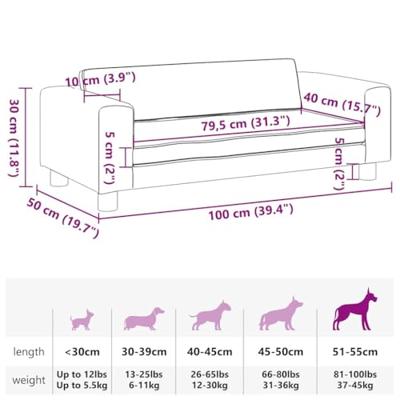 Hondenmand met verlengstuk 100x50x30 cm fluweel lichtgrijs
