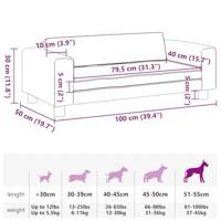 Hondenmand met verlengstuk 100x50x30 cm fluweel lichtgrijs - thumbnail