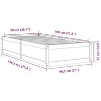 Bedframe zonder matras massief grenenhout 90x190 cm - thumbnail