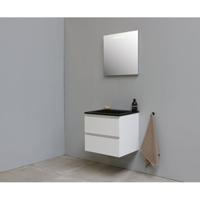 On-Line Badkamermeubelset - 60 cm - Voorgemonteerd - Ladestructuur - Acryl Wastafel - zonder Kraangat - Spiegel met LED-Verlichting - Hoogglans Wit - thumbnail
