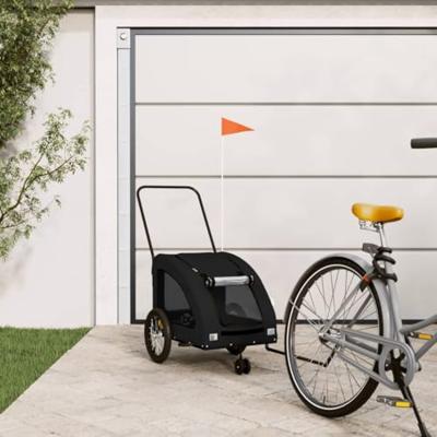 VidaXL Hondenfietstrailer oxford stof en ijzer zwart VidaXL Hondenfietstrailer oxford stof en ijzer zwart