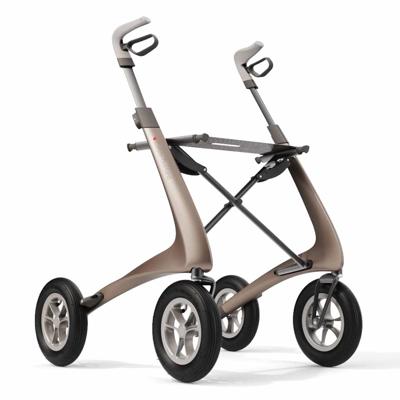 Carbon rollator Overland (6,7 kg) | by Acre | Lichtgewicht | Luchtbanden | Brown metallic | CAROVERB | byAcre