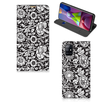 Samsung Galaxy M51 Smart Cover Black Flowers Samsung Galaxy M51 Smart Cover Black Flowers