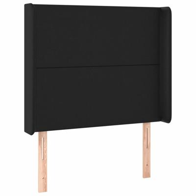 Hoofdbord met randen 93x16x118/128 cm kunstleer zwart
