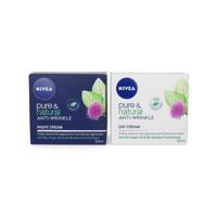 Nivea Pure & Natural Anti-Wrinkle Day And Night Cream - 2 x 50 ml - thumbnail