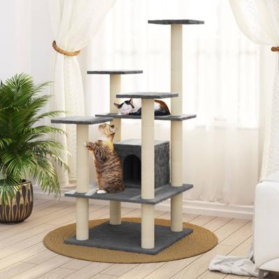 VidaXL Kattenkrabpaal met sisal krabpalen 110 cm donkergrijs